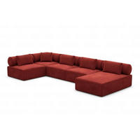 WOHNLANDSCHAFT Cipriani Rot Samtstoff - Rot, Kunststoff (400/77/200cm)