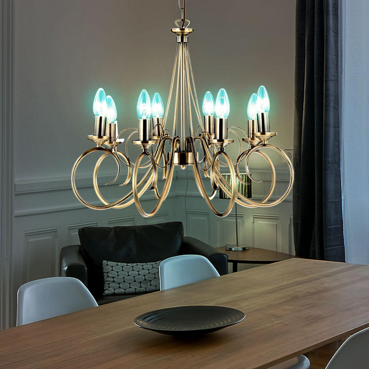 LED KRONLEUCHTER TRUNCATUS Messing - Messingfarben, Metall (55/55/135cm)