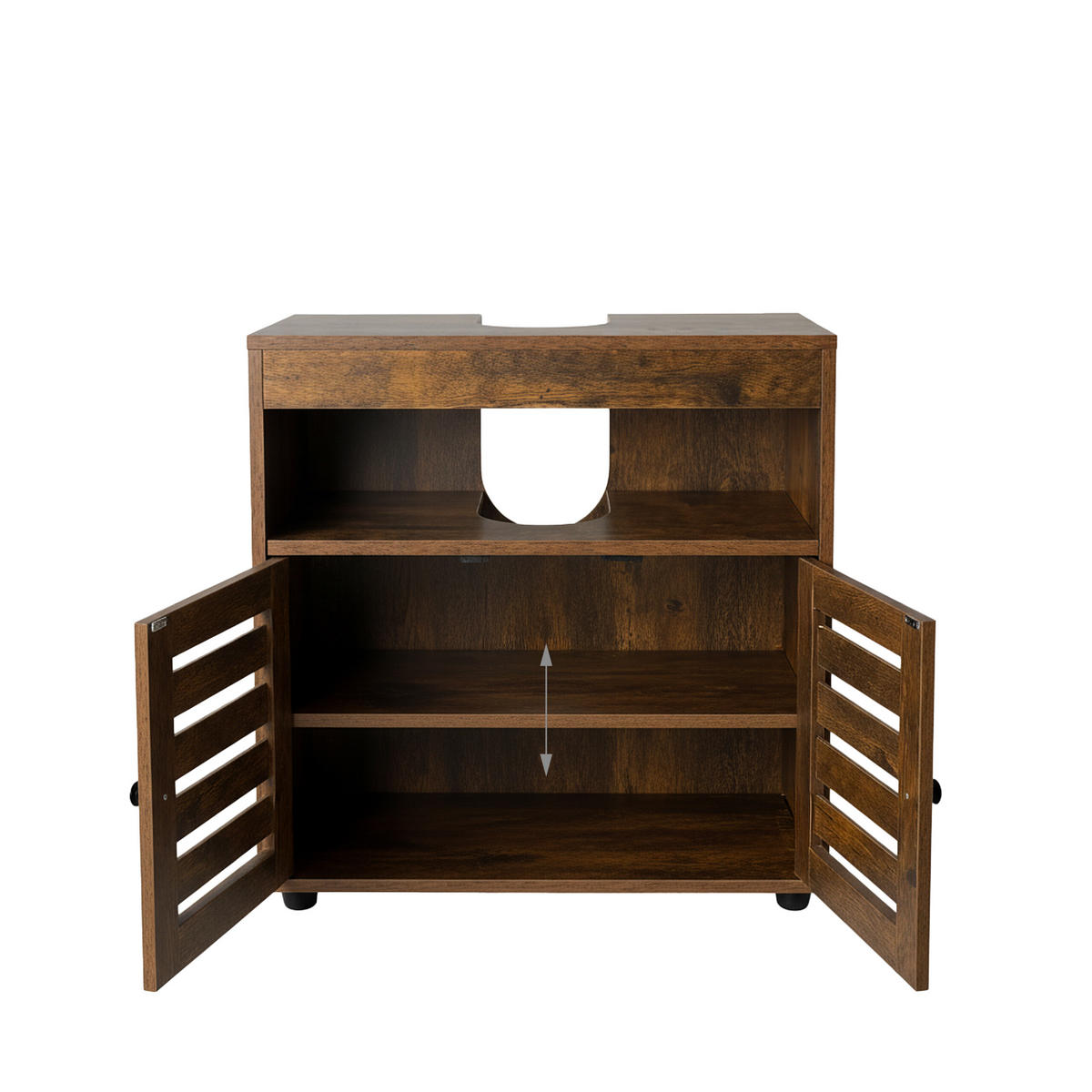 WASCHBECKENUNTERSCHRANK - Schwarz/Braun, Holzwerkstoff/Kunststoff (60/63/30cm) - Relaxdays