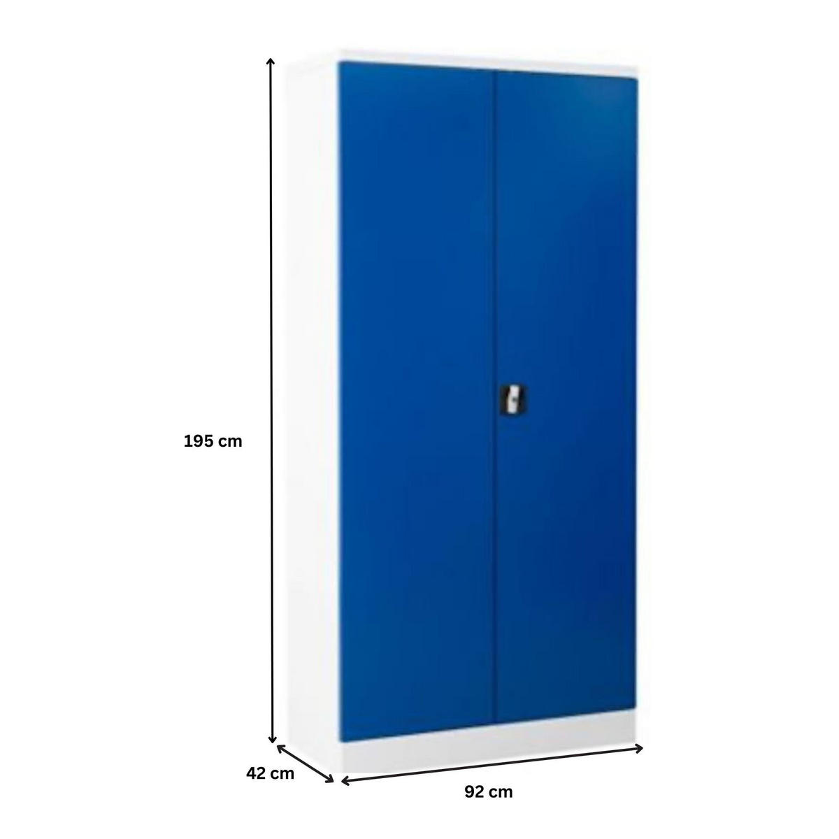 STAHLSCHRANK Bee mit 8 lackierten Fachböden 195x92x42 cm Korpusfarbe Verkehrsweiß Frontfarbe Enzianblau - Blau, Metall (92/195/42cm)