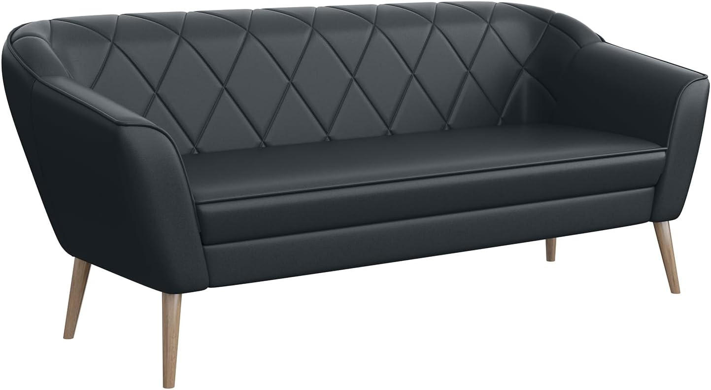 SOFA Gisela (3-Sitzer) - Dunkelgrau/Buchefarben, Holzwerkstoff/Buchenholz (180/75/74cm) - Meblini
