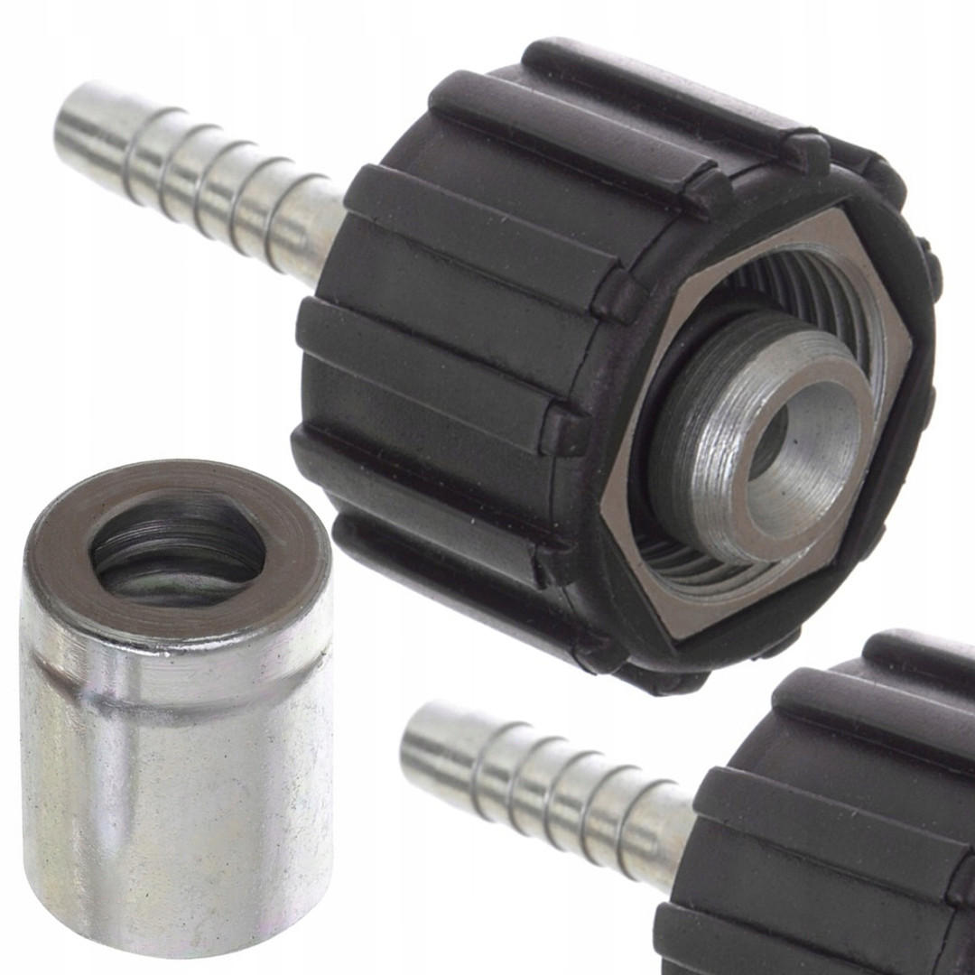 ADAPTER DN6 Schlauchanschluss Set - M22x1,5 Gewinde, 14 mm Stift, Klemmhülse für 6 mm, Dichtung, Edelstahl/Kunststoff - Multicolor, Kunststoff/Metall (10/10/10cm)