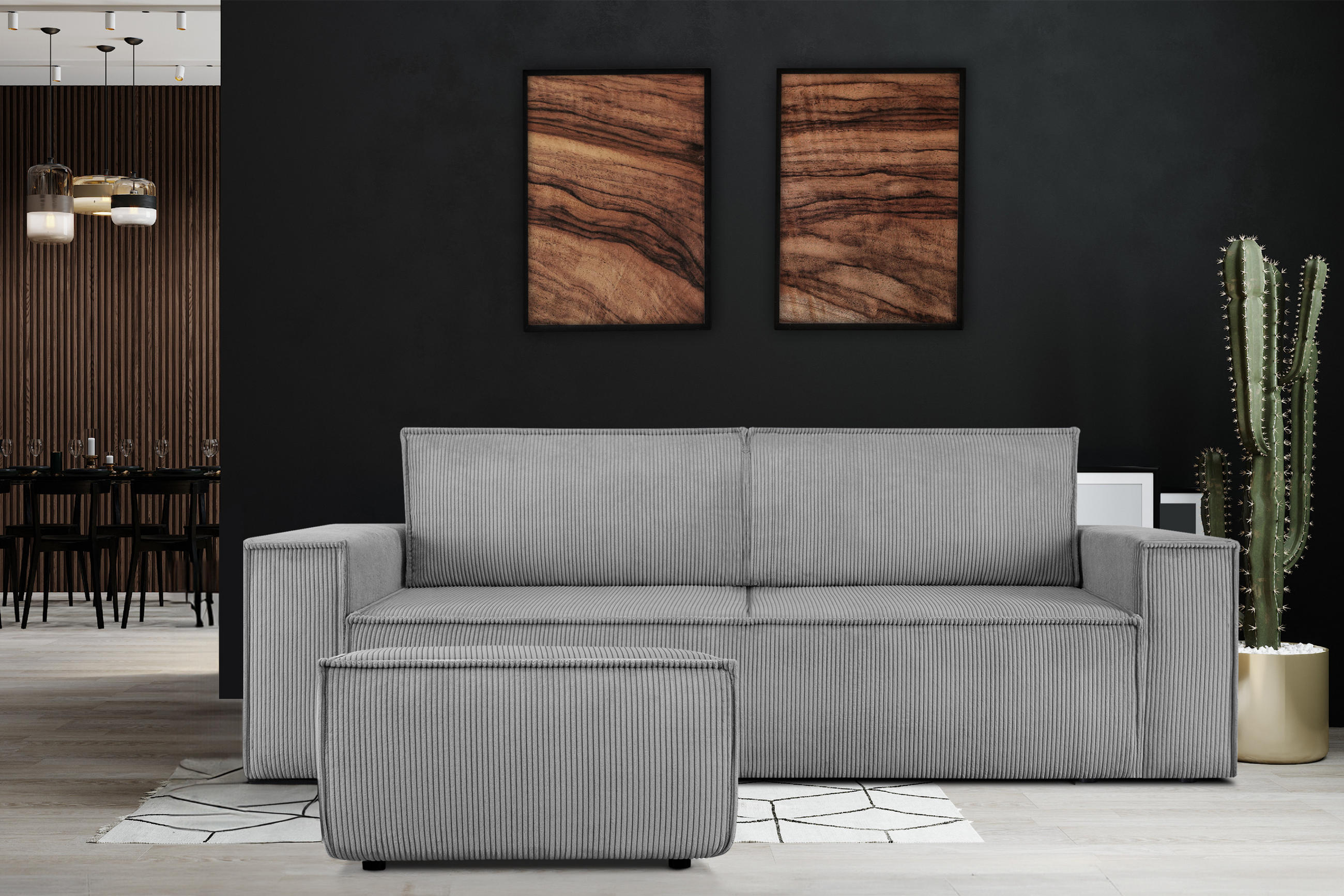 Thumbnail - Konsimo® Sitzpouf, Hellgrau, Textil, 83x45x83 cm, FSC 100%, Hergestellt in Europa, Wohnzimmer, Hocker, Poufs