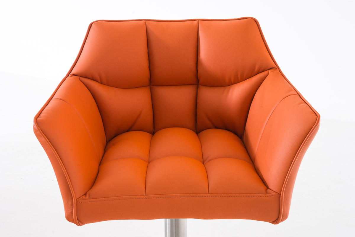 BARHOCKER Sihar Kunstleder Orange Silber - Orange, Leder/Metall (64/88/45cm) - DELUKE