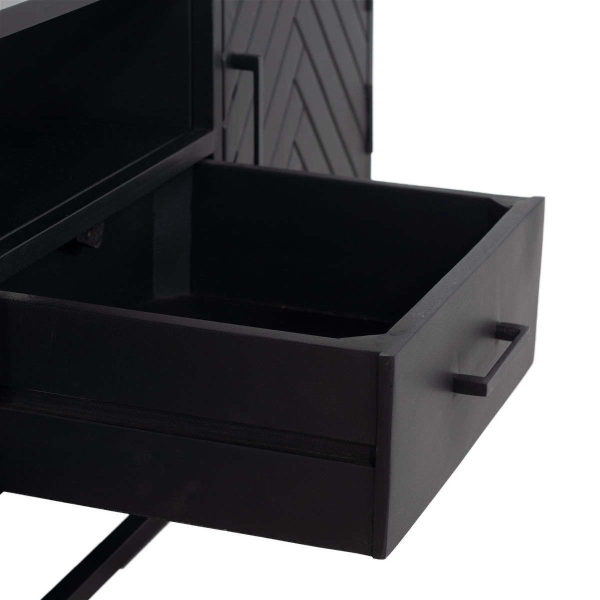 TV-SCHRANK Herringbone aus Mangoholz 140cm, schwarz - Schwarz, Holz (140/50/40cm) - Giga Meubel