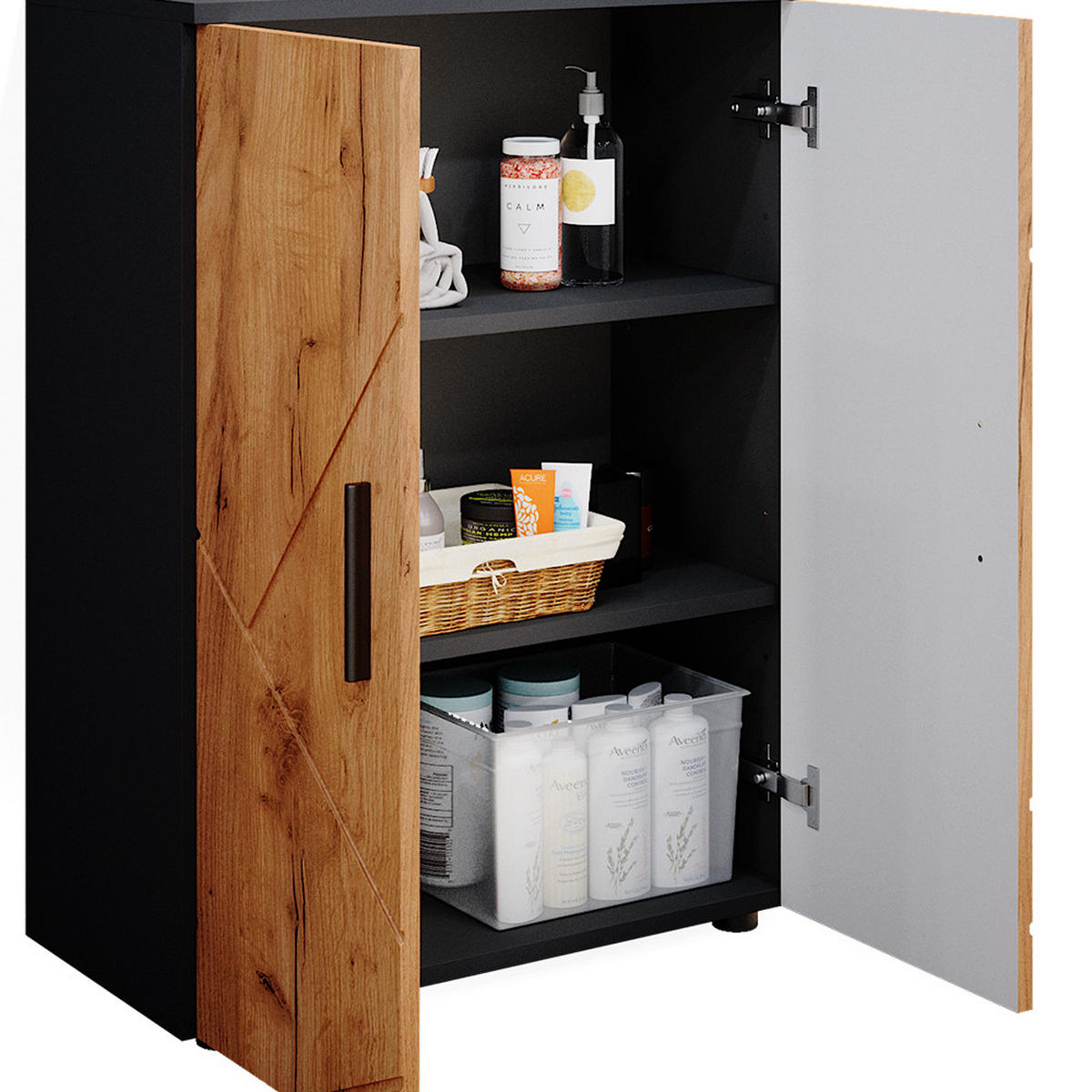 MIDISCHRANK Irma Anthrazit/Goldkraft Eiche 60 x 81 cm - Anthrazit/Eiche Wotan, Holzwerkstoff (60/81/30cm) - Vicco