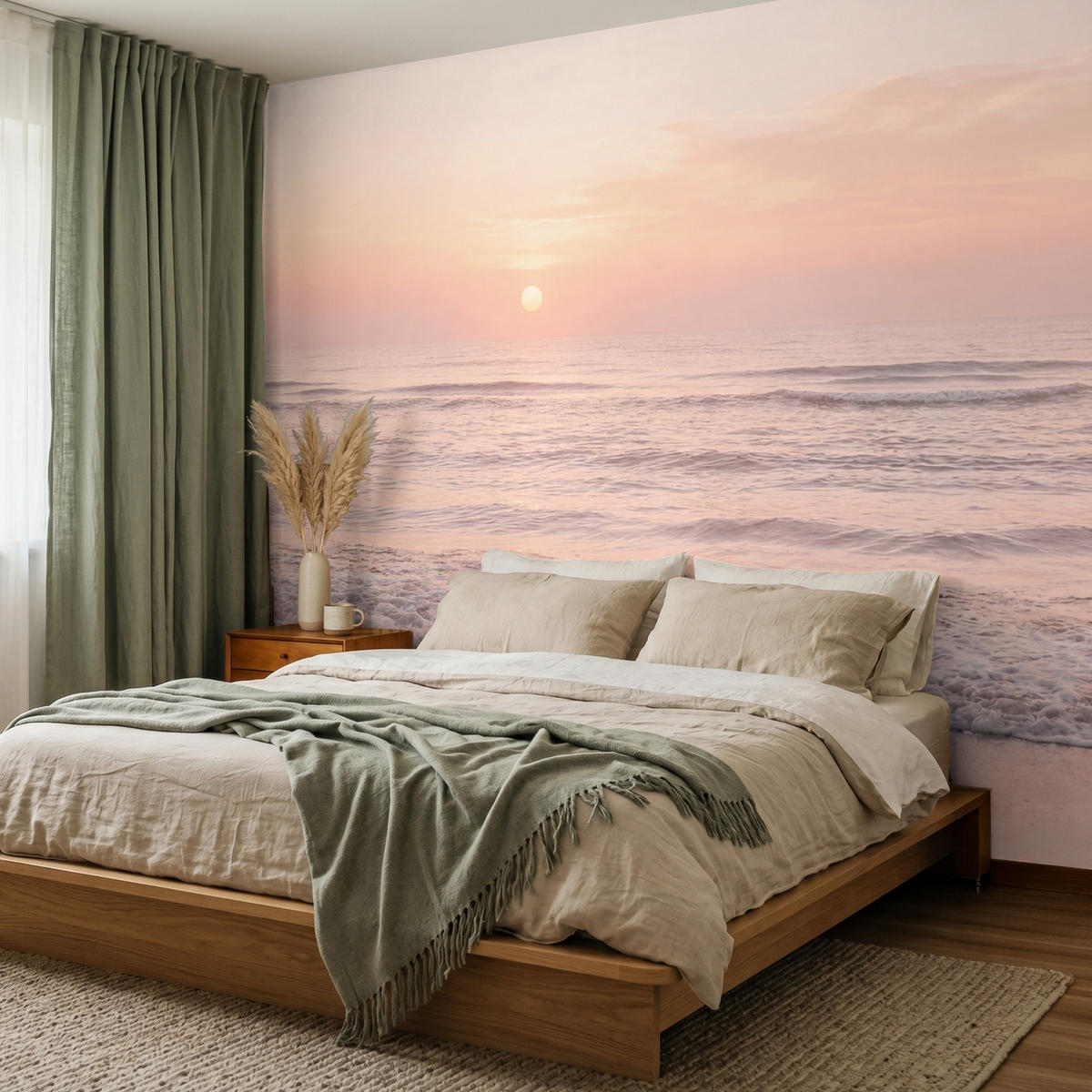 TAPETE - Sonne - Strand - Rosa - 260x220 cm - Hellrosa, Papier (260/220cm) - OnlyWow