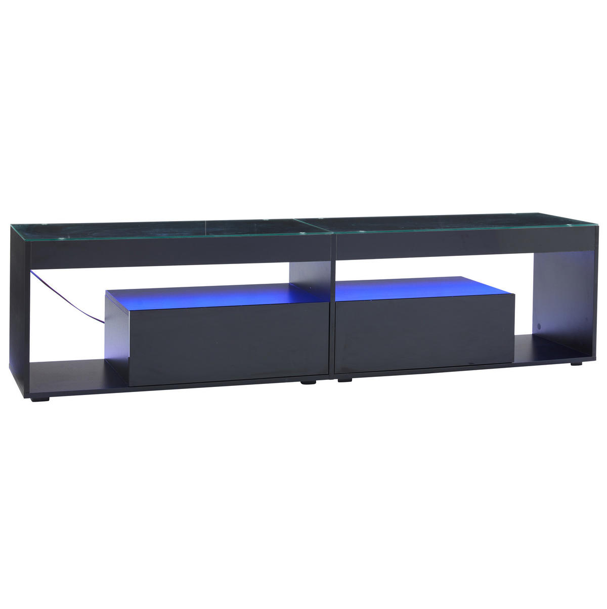 TV-ELEMENT mit LED 180 x 40 x 46 cm Schwarz Hochglanz 2 Schubladen - Schwarz, Holzwerkstoff (40/46/180cm) - Beauniv