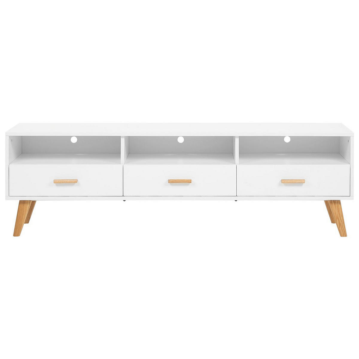 TV-MÖBEL Weiß, Hellbraun LIBERTY 40/180/55 cm - Weiß, Holzwerkstoff (180/55/40cm) - Beliani
