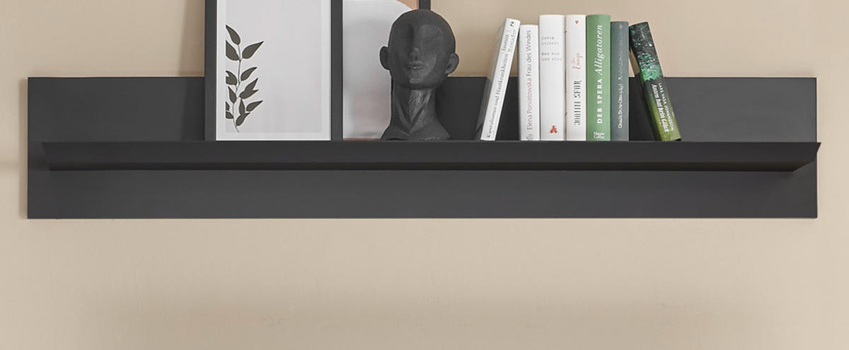 WANDBOARD schwarz matt, Wandregal 140 cm - Schwarz, Holzwerkstoff/Metall (140/45/22cm) - Furn.Design