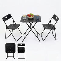 BALKONSET BISTRO SET,klappbar,Metall,für 2 Personen,Schwarz - Schwarz, Metall - LVHOM