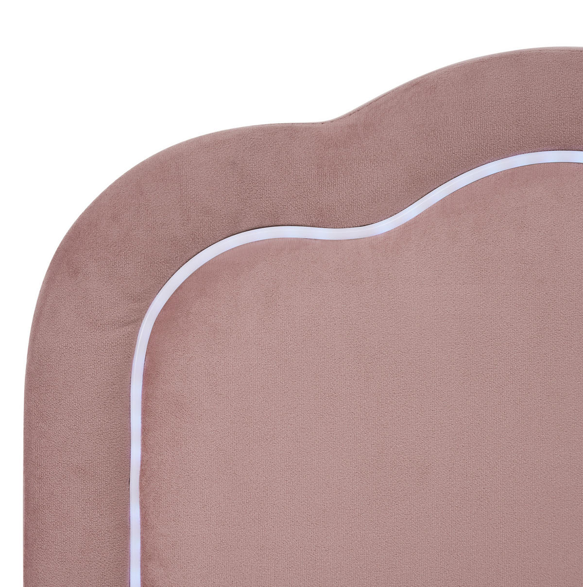 POLSTERBETT aus Samt 140x200 cm in Rosa mit LED-Kopfteil - Rosa, Textil (140/200cm) - Modfu