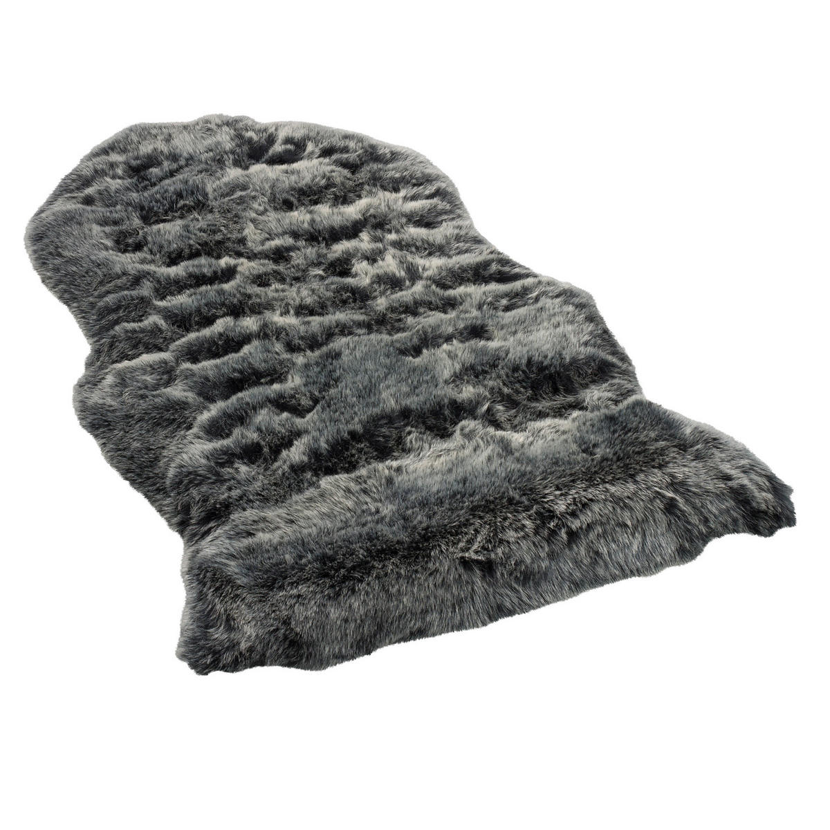 LUXUS SUPER SOFT FELLTEPPICH ASPEN MELIERT SHAPE - Anthrazit, Textil (55/80cm) - Pergamon