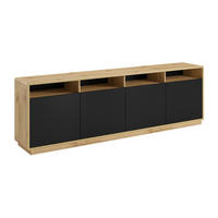 SIDEBOARD Raven Mattschwarz und Holz - Schwarz, Holzwerkstoff (238/75/40cm) - Petits-meubles
