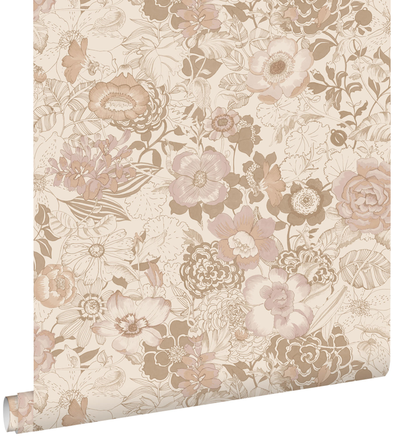 TAPETE Blumenmuster 53 cm x 10.05 m - Beige, Papier (53/1000cm) - ESTAhome