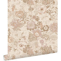 TAPETE Blumenmuster 53 cm x 10.05 m - Beige, Papier (53/1000cm) - ESTAhome