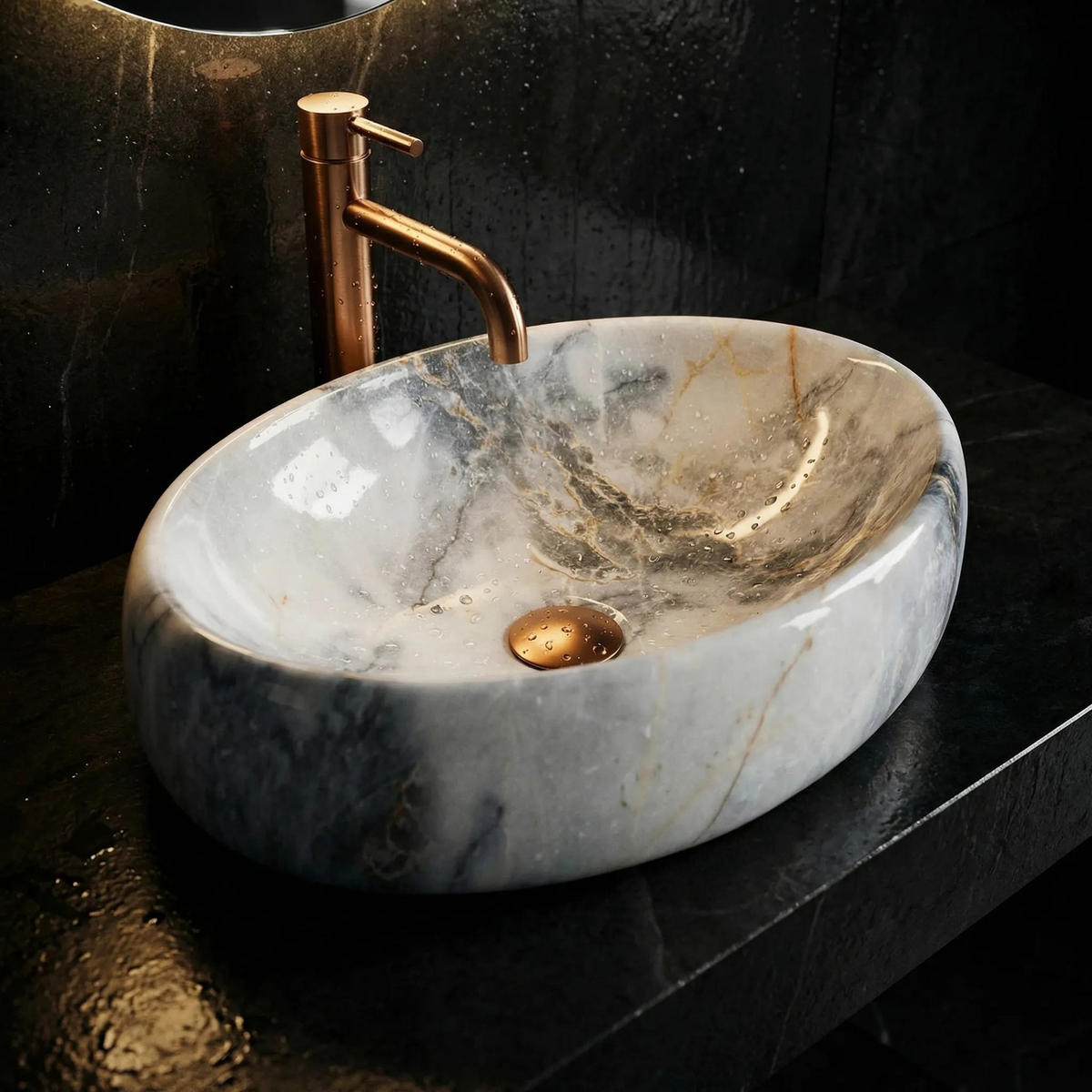 AUFSATZWASCHBECKEN Rea Linda Granit - Weiß, Keramik (34/14.5/48.5cm) - REA