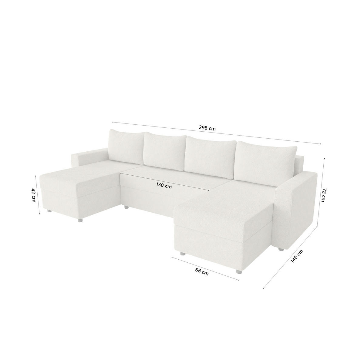 WOHNLANDSCHAFT Goka Lux U mit Schlaffunktion, Beige - Beige, Textil (298/72/146cm) - Fedve