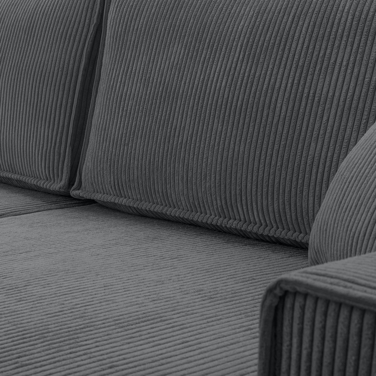 WOHNLANDSCHAFT Cedria Dunkelgrau 389/145/85 cm mit Schlaffunktion - Dunkelgrau/Schwarz, Kunststoff/Textil (389/85/145cm) - AX Living