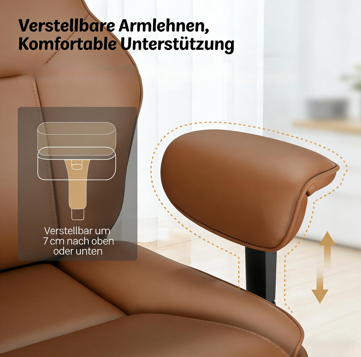 BÜROSTUHL in Braun 77x35,5x125,5 cm mit Fußstütze und verstellbarer Rückenlehne - Braun, Kunststoff (35.5/125.5/77cm) - IVMEU