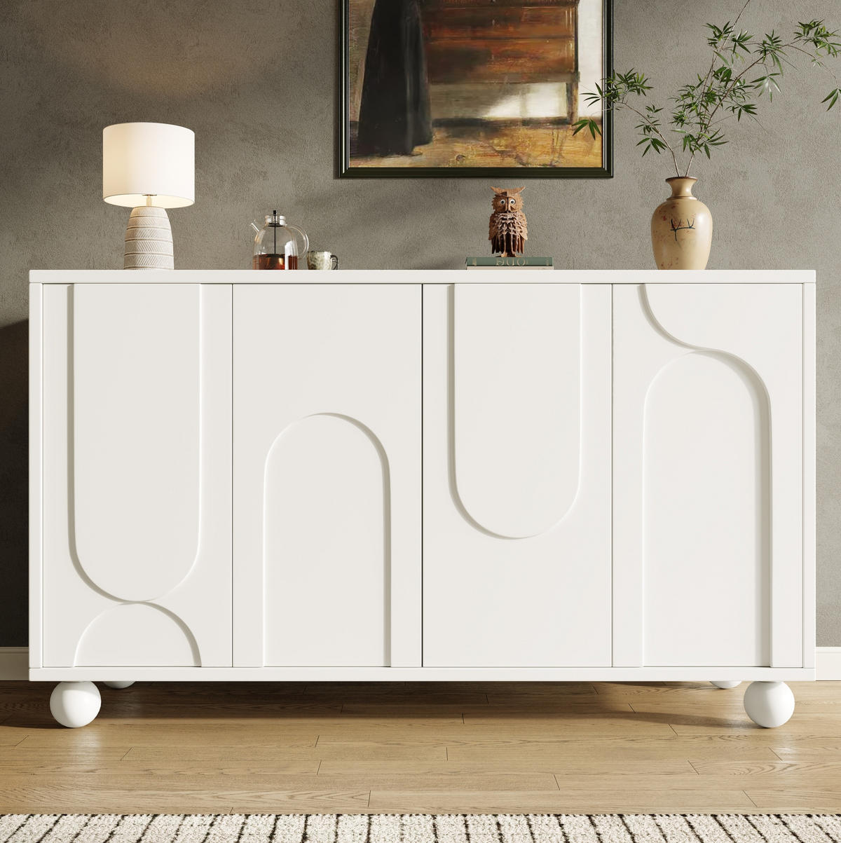 SIDEBOARD mit verstellbarem Einlegeboden 120 x 35 x 71 cm Weiß - Weiß, Metall (35/71/120cm) - Meubliv