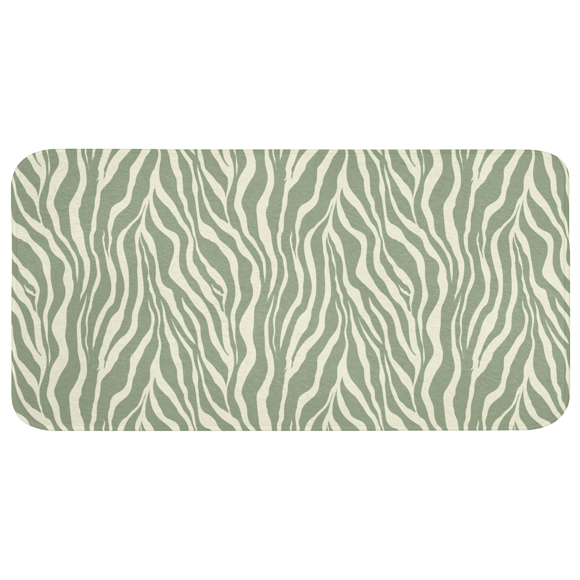 BADEMATTE Zebra - Motiv - Grün Badezimmerteppich 120x60 cm - Salbeigrün, Kunststoff/Textil (120/60cm) - OnlyWow