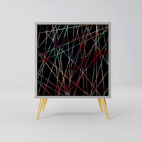 SIDEBOARD LUMINOUS SNARE, Grau, 57,5x42x75,5 cm, Goldfarbene Metallfüße - Goldfarben/Multicolor, Holzwerkstoff/Metall (57.5/75.5/42cm) - SpaceRebels
