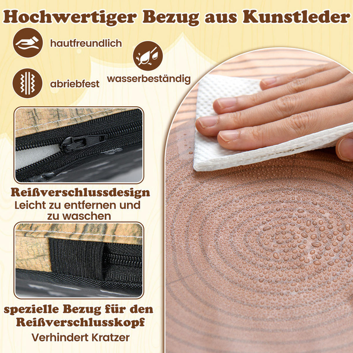 KINDERSITZGRUPPE aus Holz mit Muster grün(3-tlg) - Grün, Leder (38/25/38cm) - COSTWAY