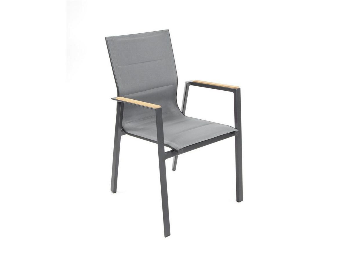 GARTEN-STAPELSTUHL Newport 2er-Set Anthrazit Aluminium feste Rückenlehne - Grau, Kunststoff (60.5/90/56cm) - bellavista - Home & Garden