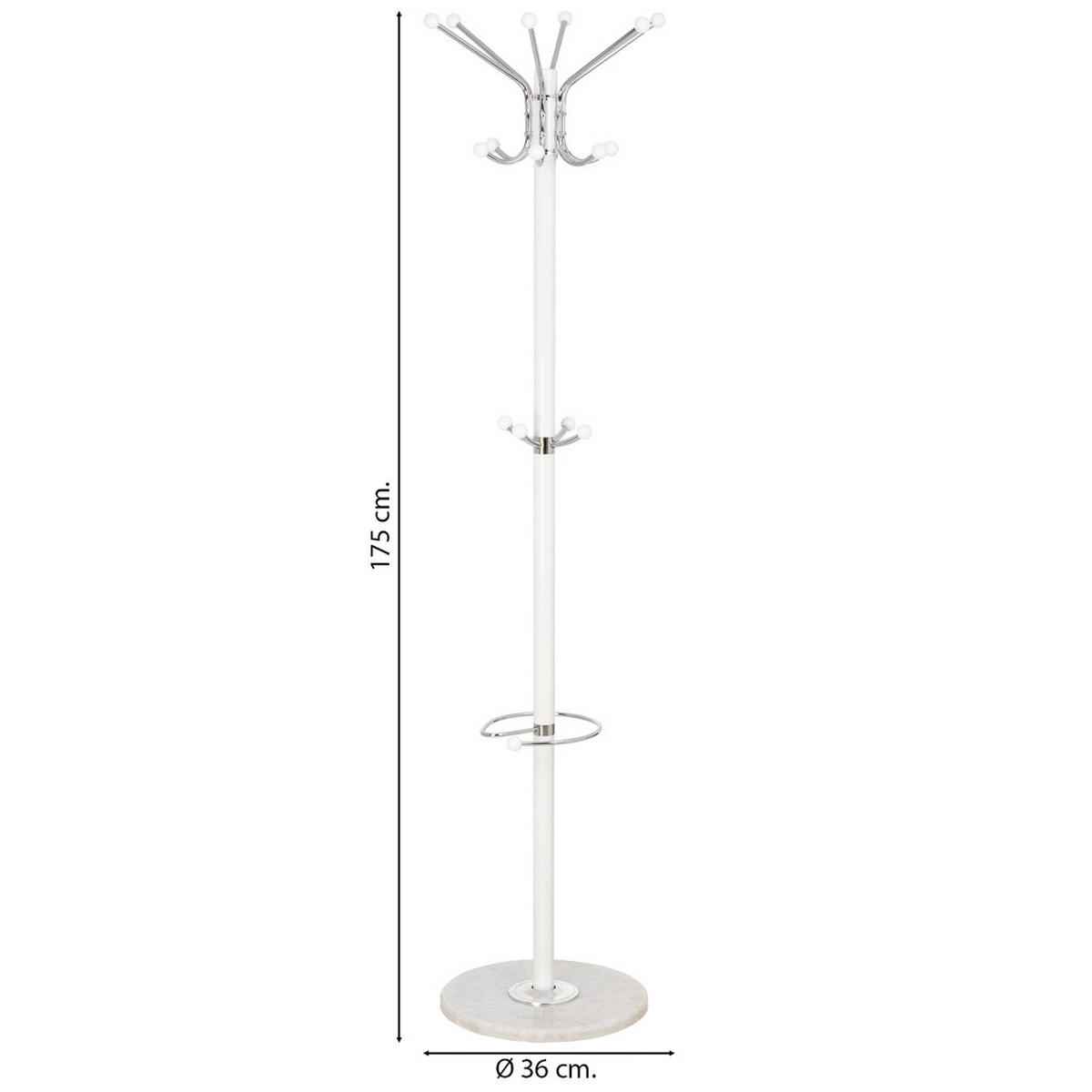 GARDEROBE aus metall 36x175cm - Weiß, Metall (36/175/36cm) - Wanderlust