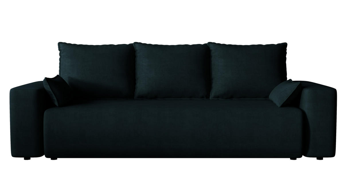SOFA Bubi mit Bettkasten und Schlaffunktion, Velourstoff - Anthrazit, Holzwerkstoff (242/85/95cm)