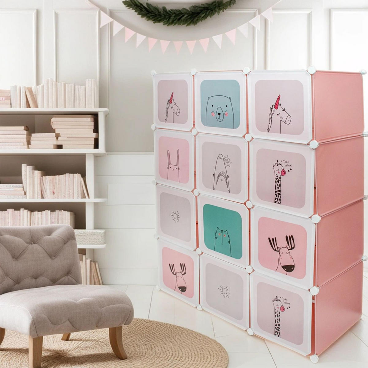 STECKREGAL für Kinder - Pink, Kunststoff (47/145.5/111cm) - Intirilife