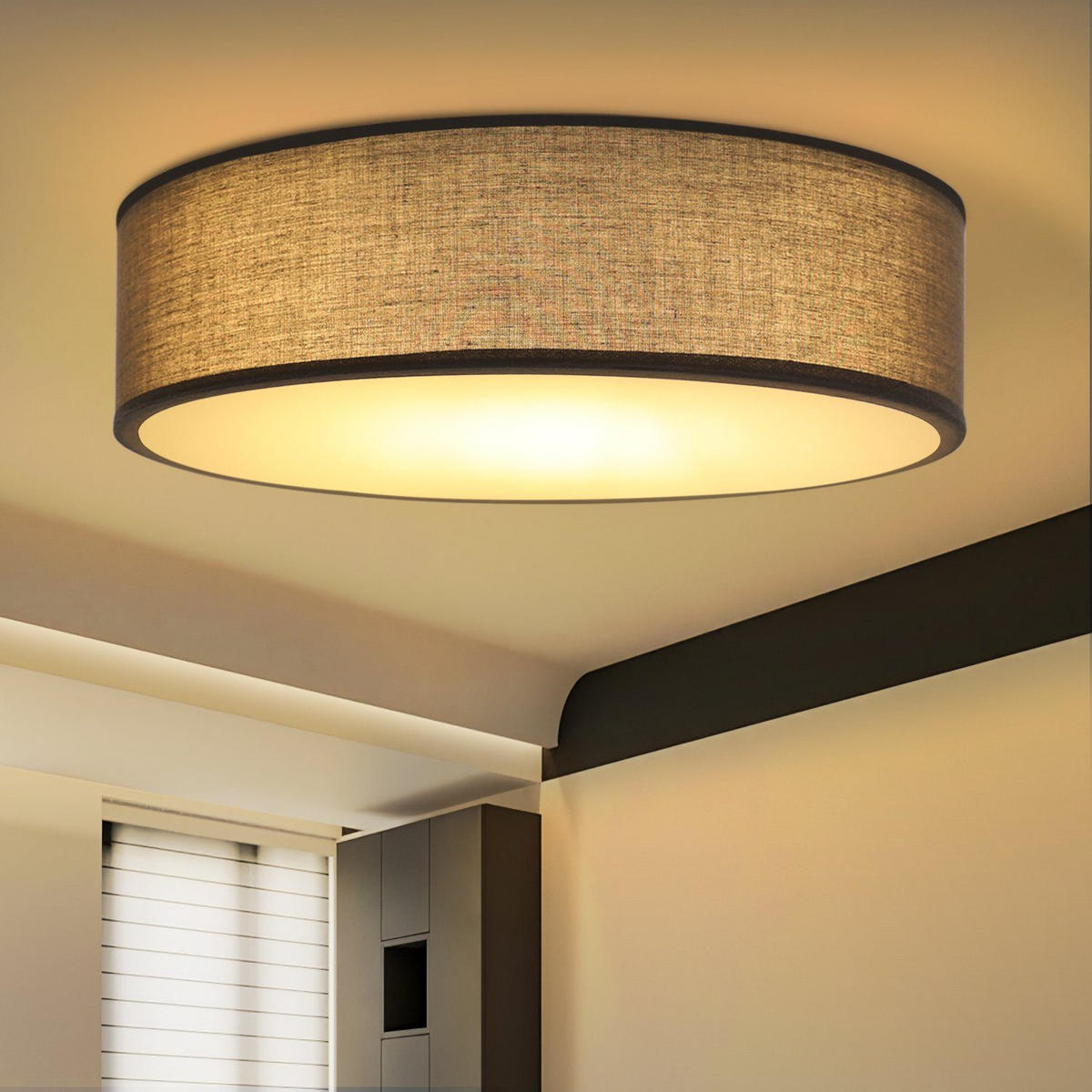 LED-DECKENLEUCHTE Kelsar 38.0/38.0/10.5 cm - Schwarz, Textil (38/38/10.5cm) - ZMH