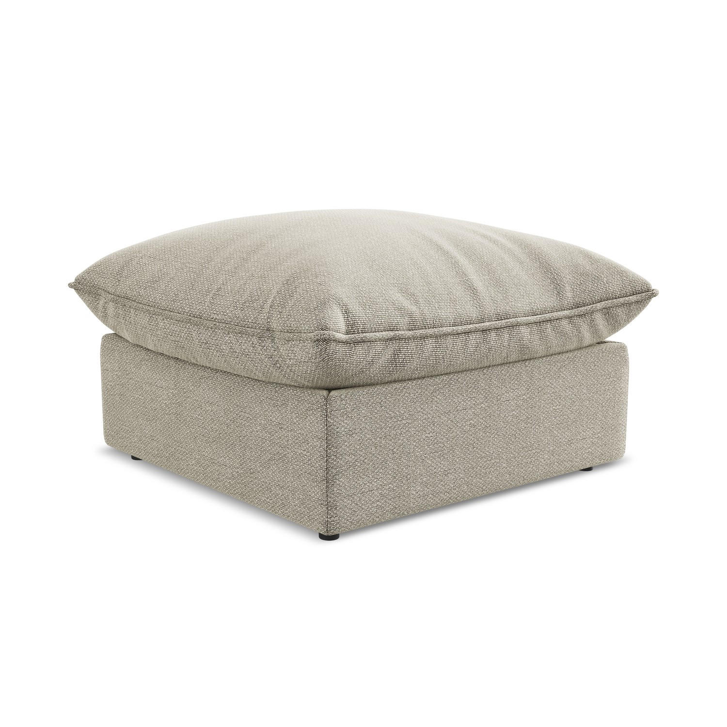 POUF Bouclé Stoff Grau - Taupe/Schwarz, Holzwerkstoff/Kunststoff (75/45/75cm) - LaMiaSofa