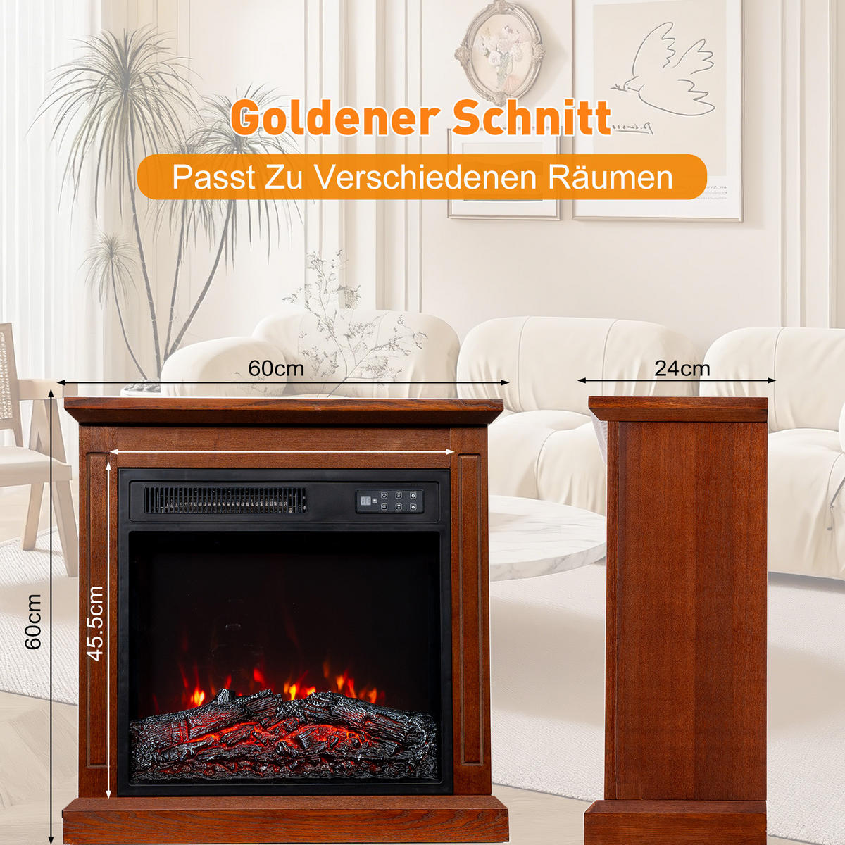 18" Elektrokamin mit Schrank - Braun, Metall (48.5/45.5/13.5cm)