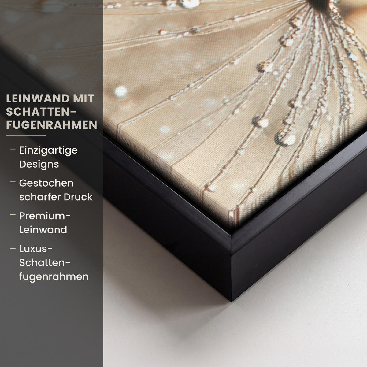 LEINWAND Bilder mit Rahmen - Löwenzahn - Abstrakt - Natur - Beige - 100x70 - Braun, Textil (100/70cm) - MuchoWow