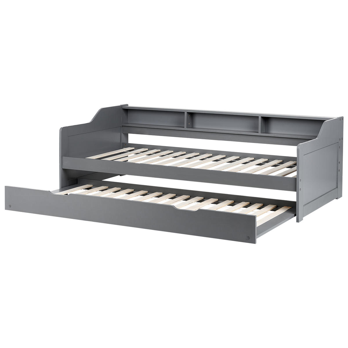 AUSZIEHBETT 90x200 cm Grau Edern - Grau, Holz (90/200cm) - Beliani