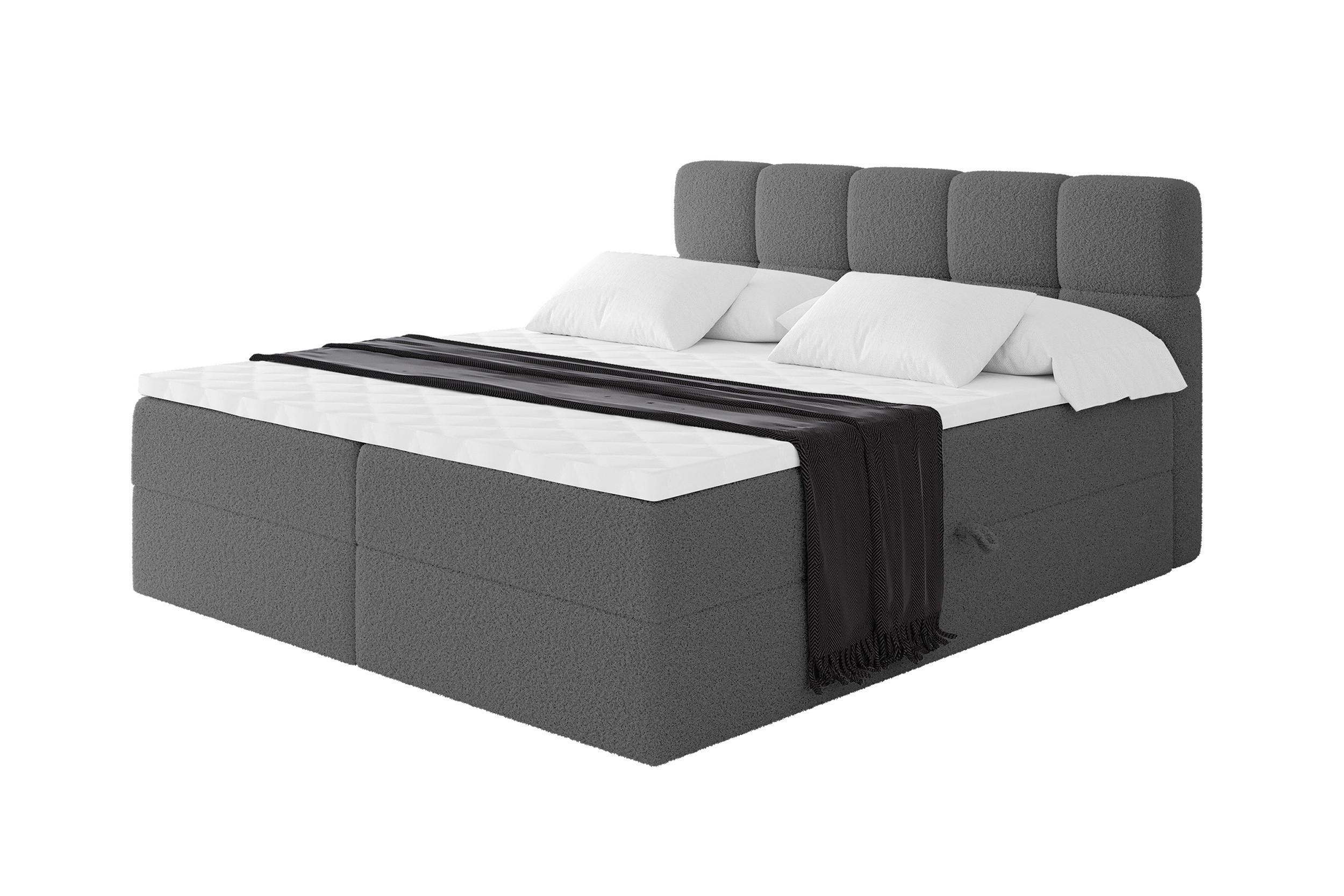 BOXBETT mit Matratze H3 - FAMA - 200x200 cm Grau Quelle - Schieferfarben, Holzwerkstoff (200/200cm) - ALTDECOR