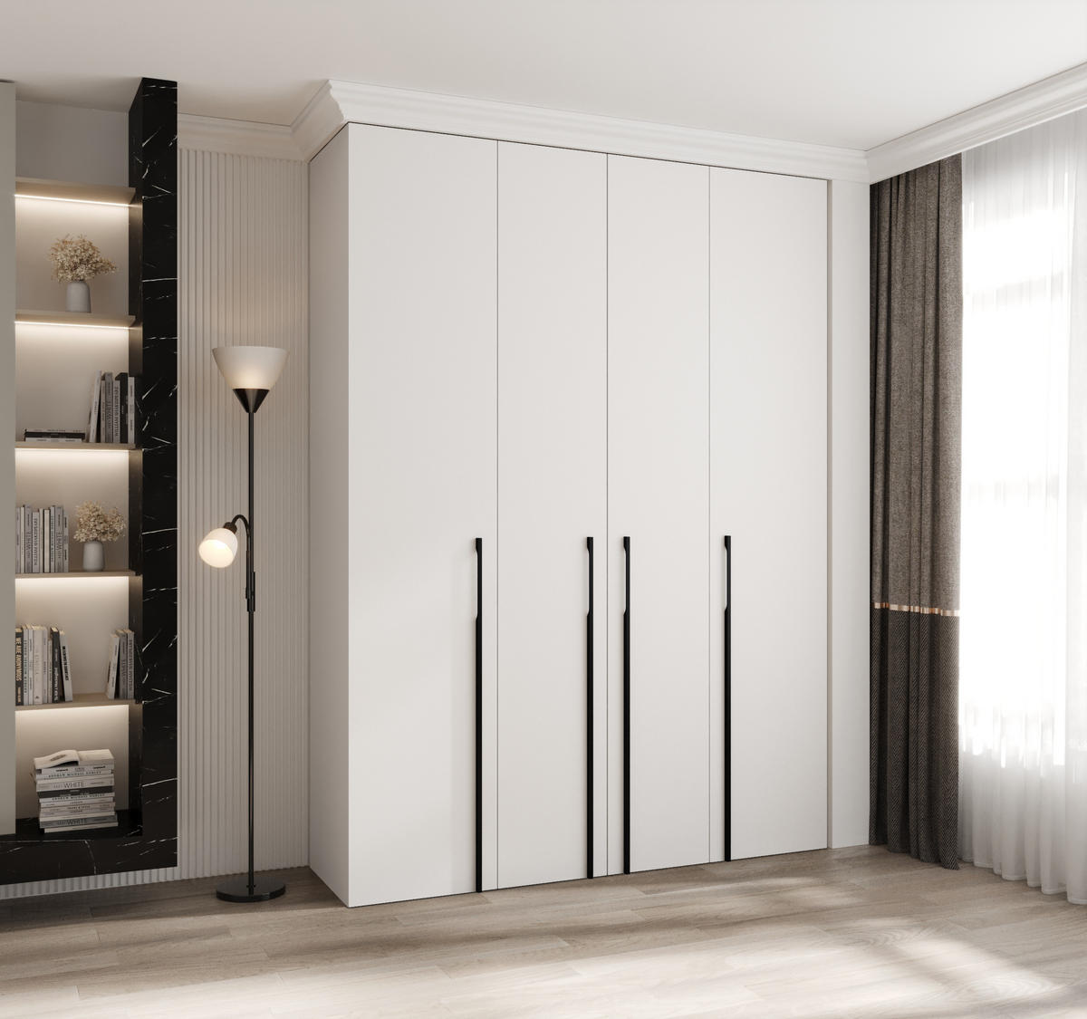 DREHTÜRENSCHRANK 245,5/180/40 4-türig - Schwarz/Weiß, Holz/Metall (180/245.5/40cm) - Abiks Möbel