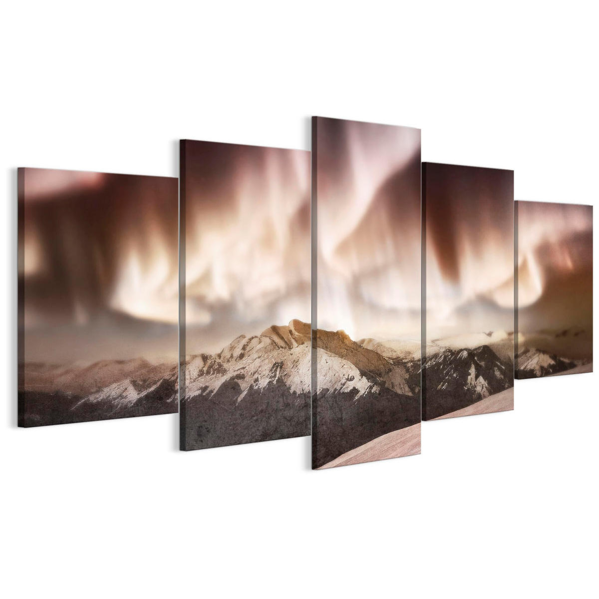 LEINWANDBILD Winter 5-tlg. 150x75 cm - Weiß, Holz (150/75cm) - LUMASOUL