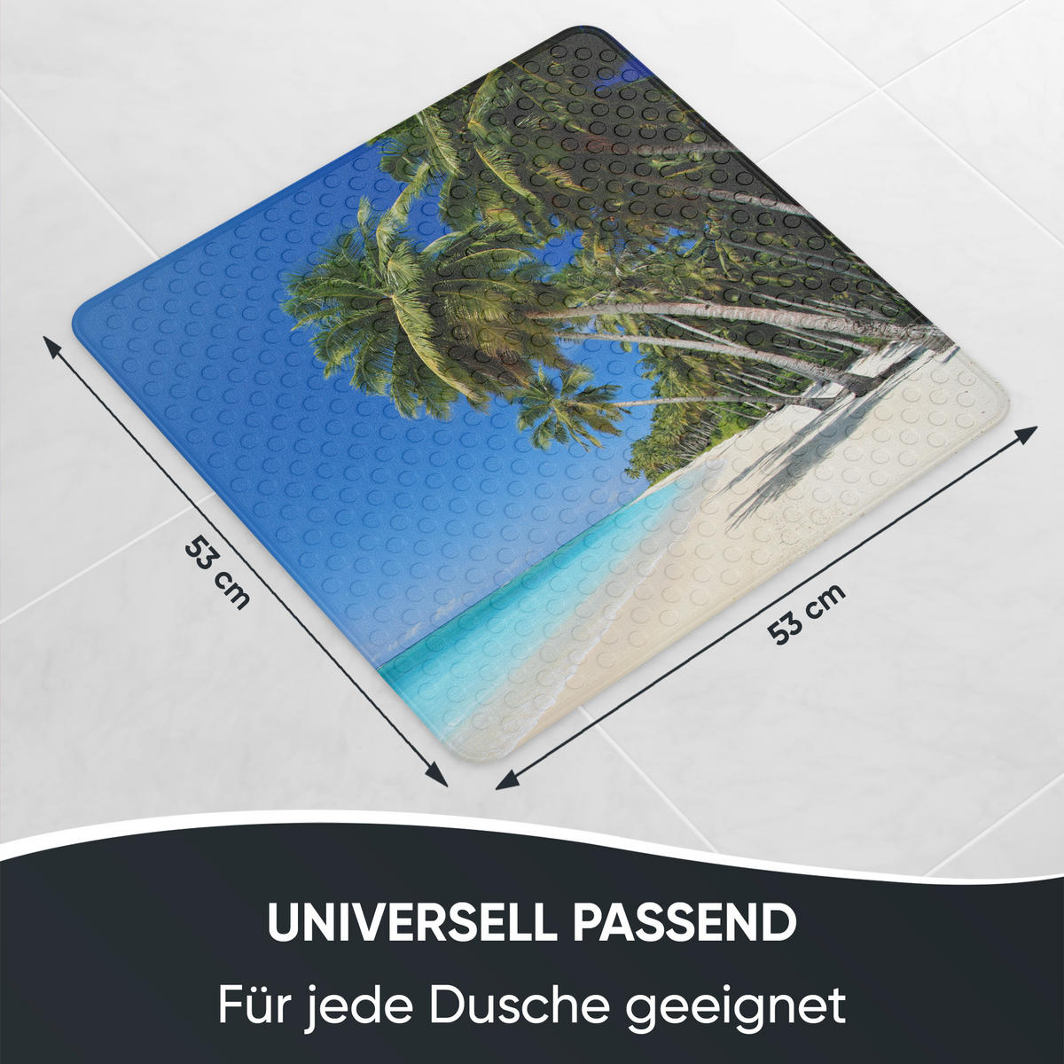 BADEMATTE Karibik - Blau, Kunststoff (53/53cm) - Sanilo