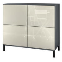 KOMMODE Rova Creme Hochglanz - Creme, Holzwerkstoff (92.5/83.5/35cm) - Vladon