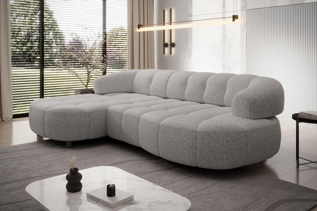 ECKSOFA WESPER S - Eckcouch Mit Elektrischer Sitzverstellung, L-förmig, Freistehend, Relaxfunktion, 183x284x79cm Linke, Hellgrau - Hellgrau, Holz/Textil (113/284cm) - DomoHome