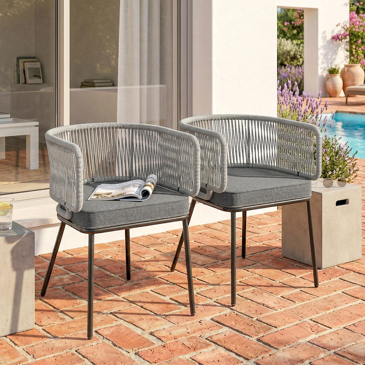 GARTENSESSEL 2er-SET DE-17427 Hellgrau - Grau, Metall (58/72/46cm) - ComfortXL