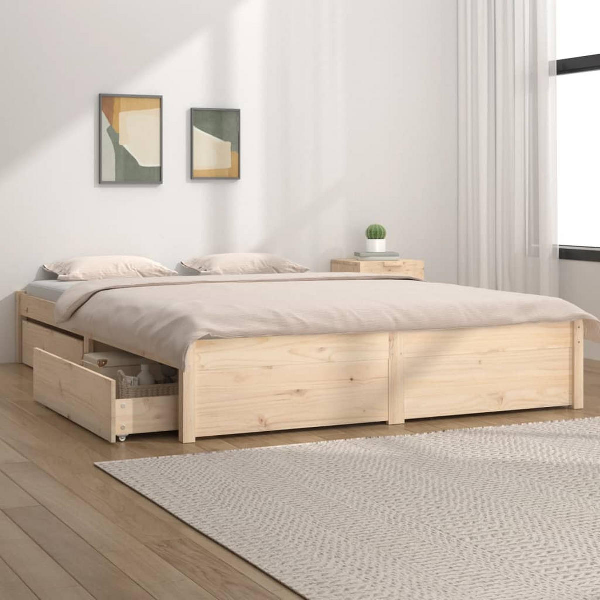 BETT Kivett 145.5/205.5 cm - Braun, Holz (140/200cm) - Nettlife