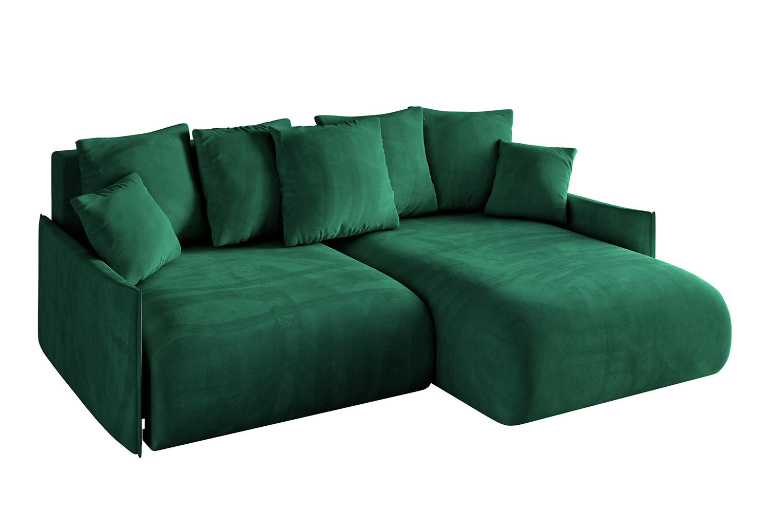 ECKSOFA Ottomane rechts ONESK-L -v1 216x177x72 Dunkelgrün Velours - Dunkelgrün, Holzwerkstoff/Kunststoff (177/216cm) - ALTDECOR