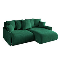 ECKSOFA Ottomane rechts ONESK-L -v1 216x177x72 Dunkelgrün Velours - Dunkelgrün, Holzwerkstoff/Kunststoff (177/216cm) - ALTDECOR