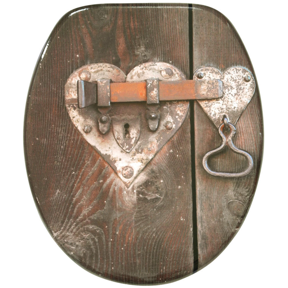 WC-SITZ mit Absenkautomatik Türschloss - Braun, Holzwerkstoff (38/6/47cm) - Sanilo