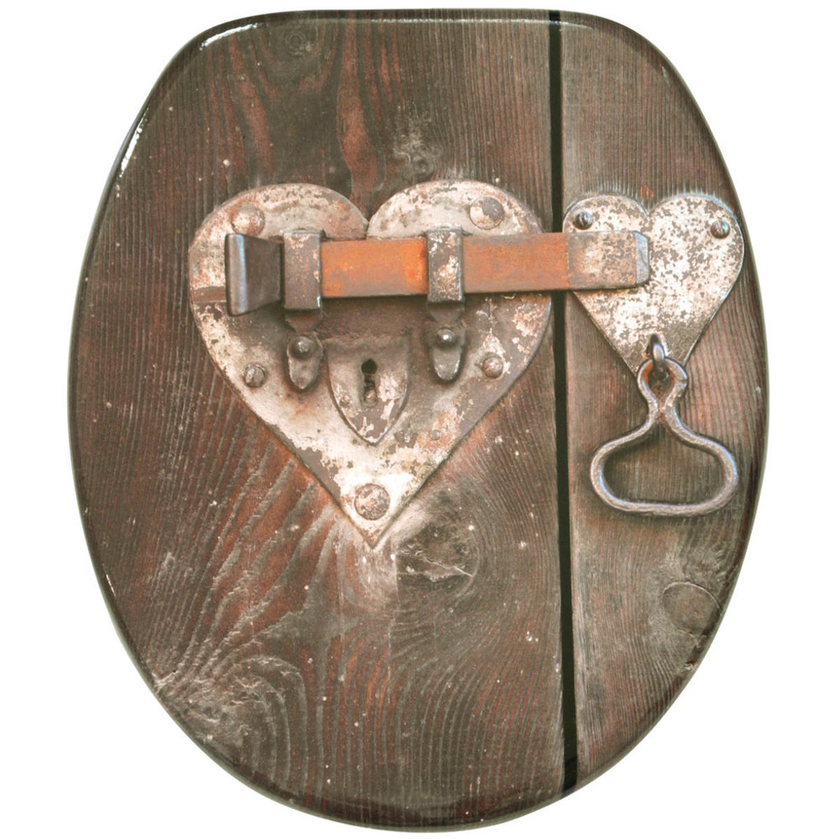 WC-SITZ mit Absenkautomatik Türschloss - Braun, Holzwerkstoff (38/6/47cm) - Sanilo