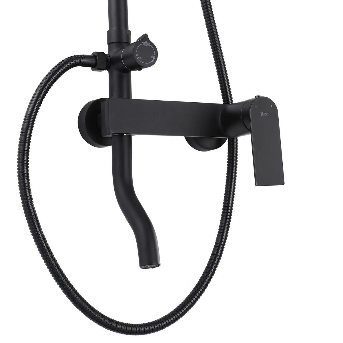 DUSCHGARNITUR Rea Storm Black Matt - Schwarz, Metall (30/144/45cm) - REA